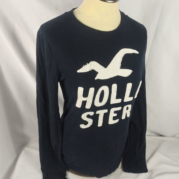 Women's Hollister Blue Long Sleeve Pullover Crew Neck T-Shirt Size Small - Picture 4 of 6